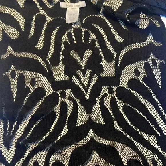 Moss Rose Black Mesh Boho Tassel Kimono One Size Fringe Western Whimsigoth Maxi - Picture 8 of 8